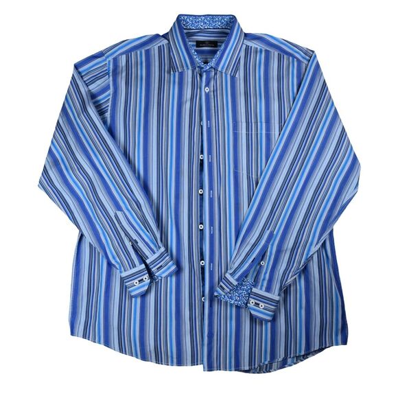 Bugatchi Men's Shirt Flip Cuff Long Sleeve Stripes & Paisley Luxurious XXXL 3XL - Picture 1 of 10